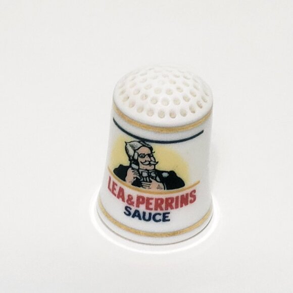 Lea & Perrins Sauce Worcstishire Advertising Thimble 1" Porcelain 1980s - Picture 5 of 6